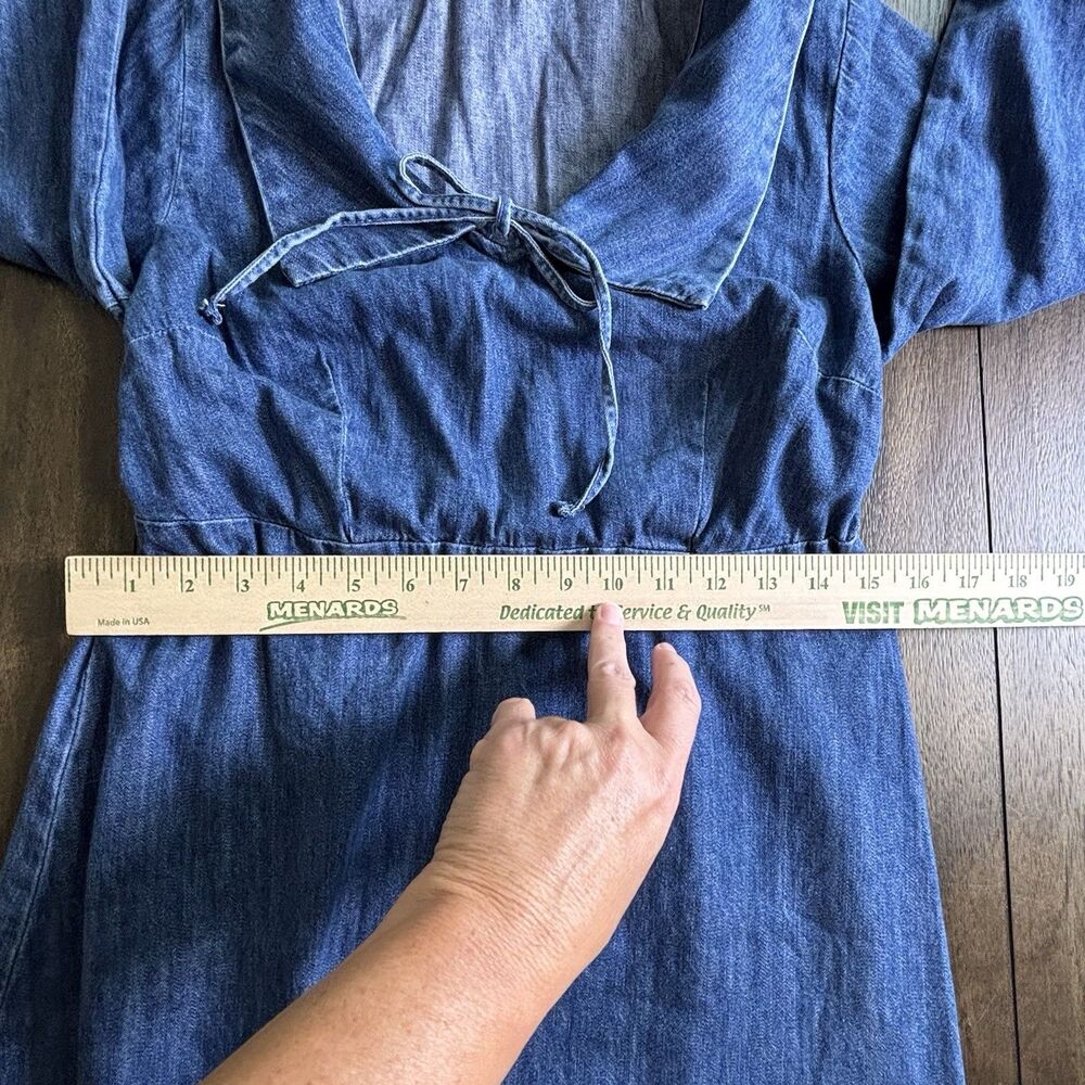 Old Navy Denim Dress Womens Petite S Fit & Flare Long Sleeve Collared Mini NEW! - Picture 5 of 10